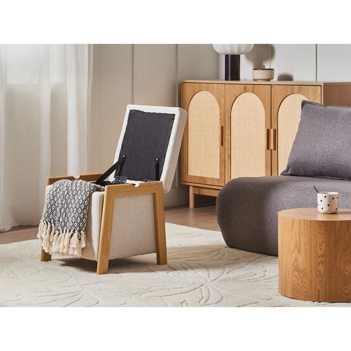 Puf ze schowkiem EDLAND Jasnobeżowy