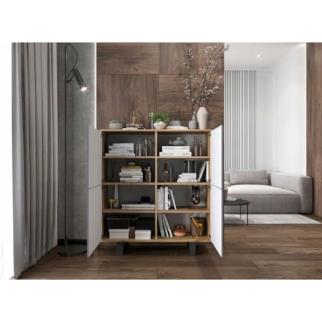 Industrialna Komoda Loft Szafka RTV Dąb Wotan Grafit MAT 113 cm