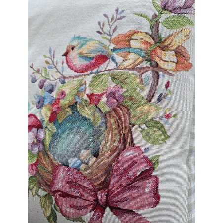 Poszewka Na Poduszkę Jasiek 45X45 Cm Żakardowa Dekoracyjna Ozdobna Wielkanocna Z Ptaszkiem