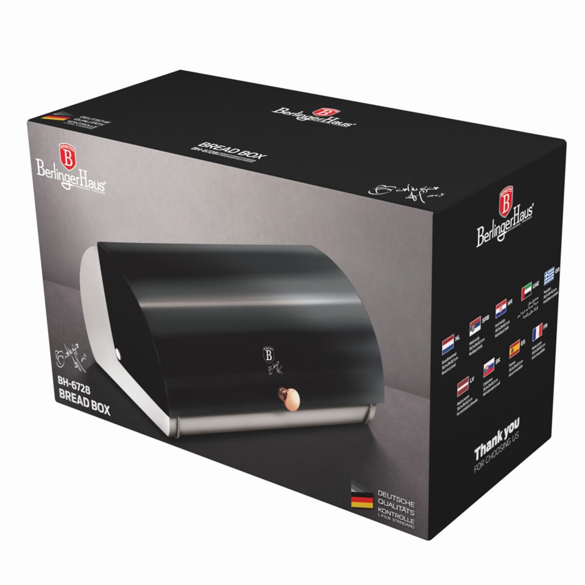 Chlebak stalowy pojemnik na chleb pieczywo bułki BERLINGER HAUS Black Rose