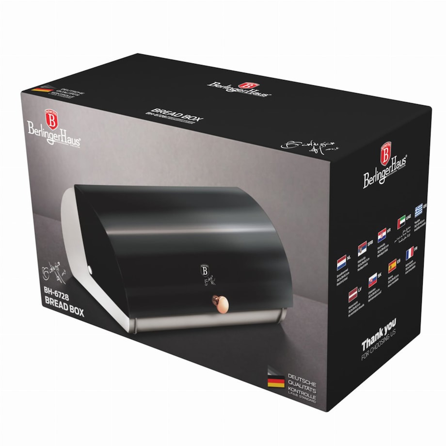 Chlebak stalowy pojemnik na chleb pieczywo bułki BERLINGER HAUS Black Rose