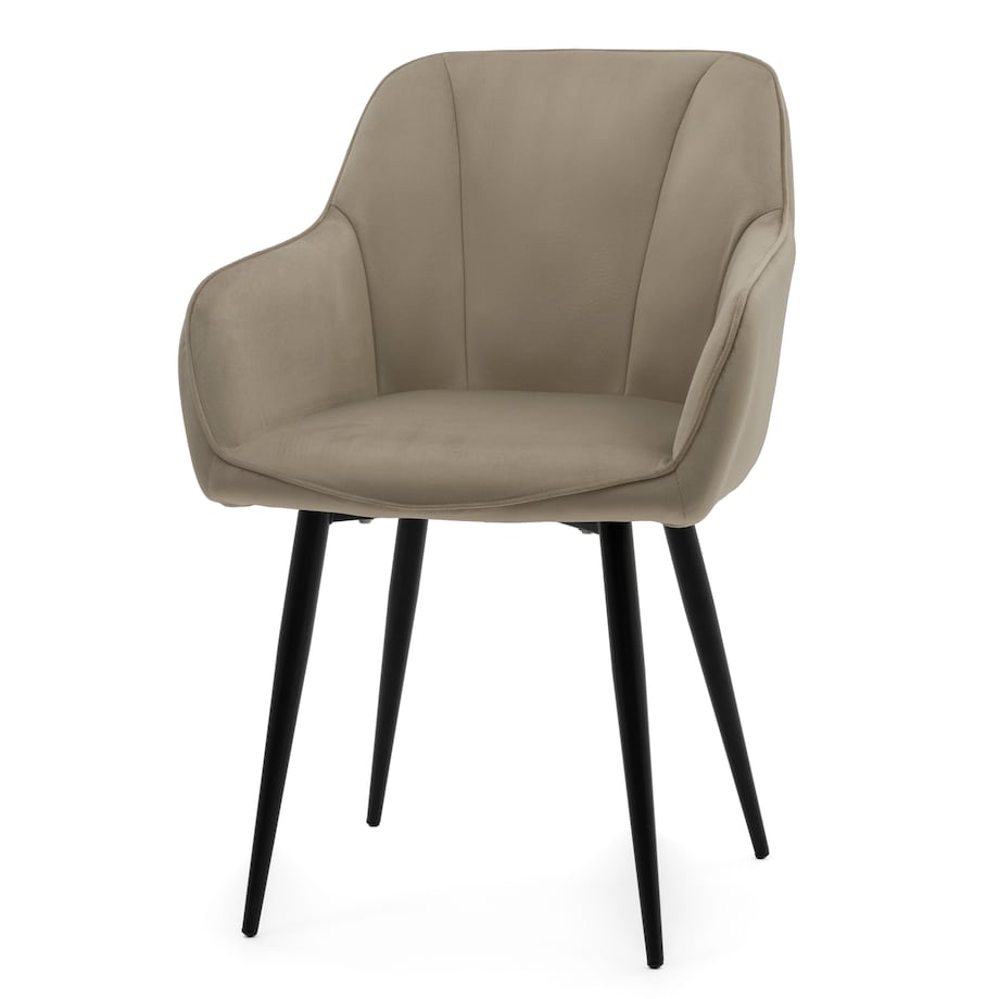 Krzesło tapicerowane welurowe LAGO velvet aksamit ciemnobeżowe