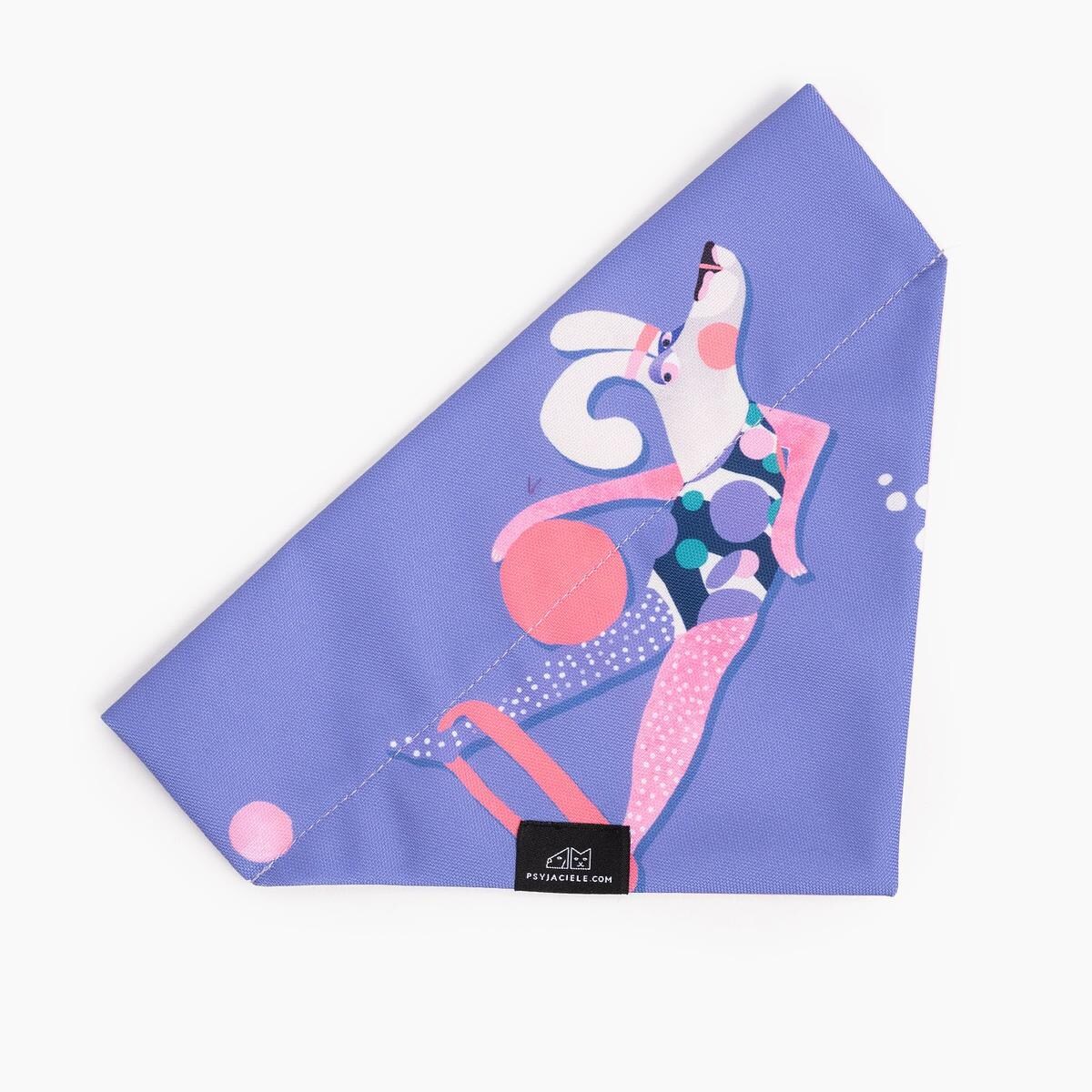 Bandanka "Pies z głową w dół" na obrożę - Rozmiar: L