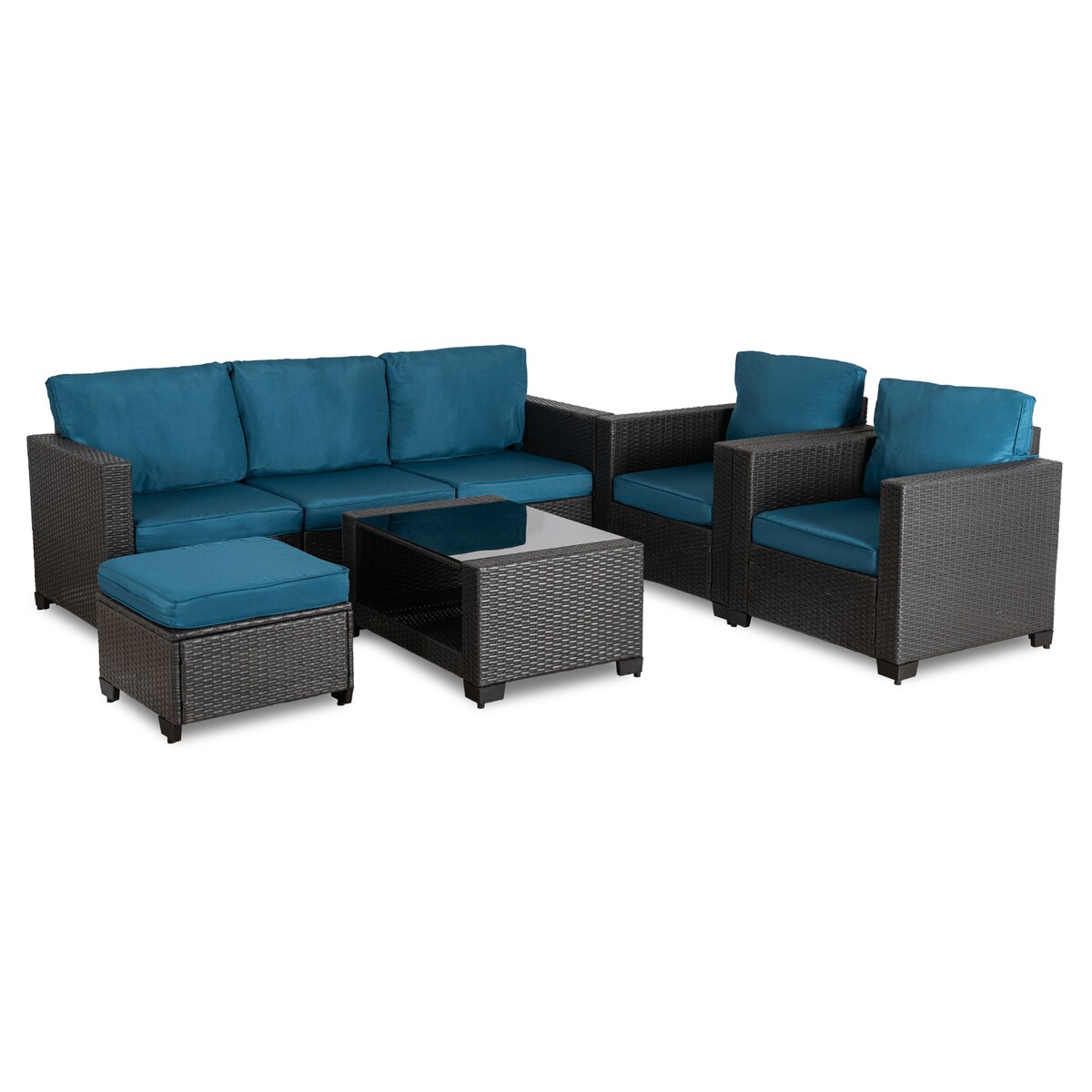 Zestaw Mebli Ogrodowych Technorattan Na Taras Ogród Niebieski Szary OLYMPIA