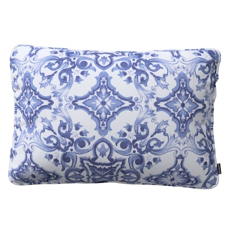Poszewka Gabi na poduszkę prostokątna 60x40 niebieskie wzory na białym tle