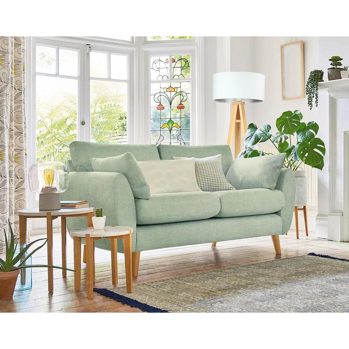 Lampa stojąca HOME 40 biała/srebrna/sosna