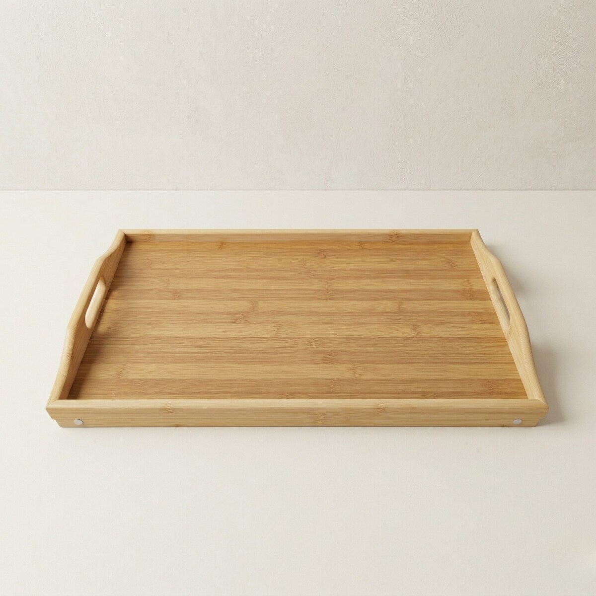 Bambusowa taca śniadaniowa z rozkładanymi nóżkami LENTO, 54 x 30 x 24 cm, kolor beżowy