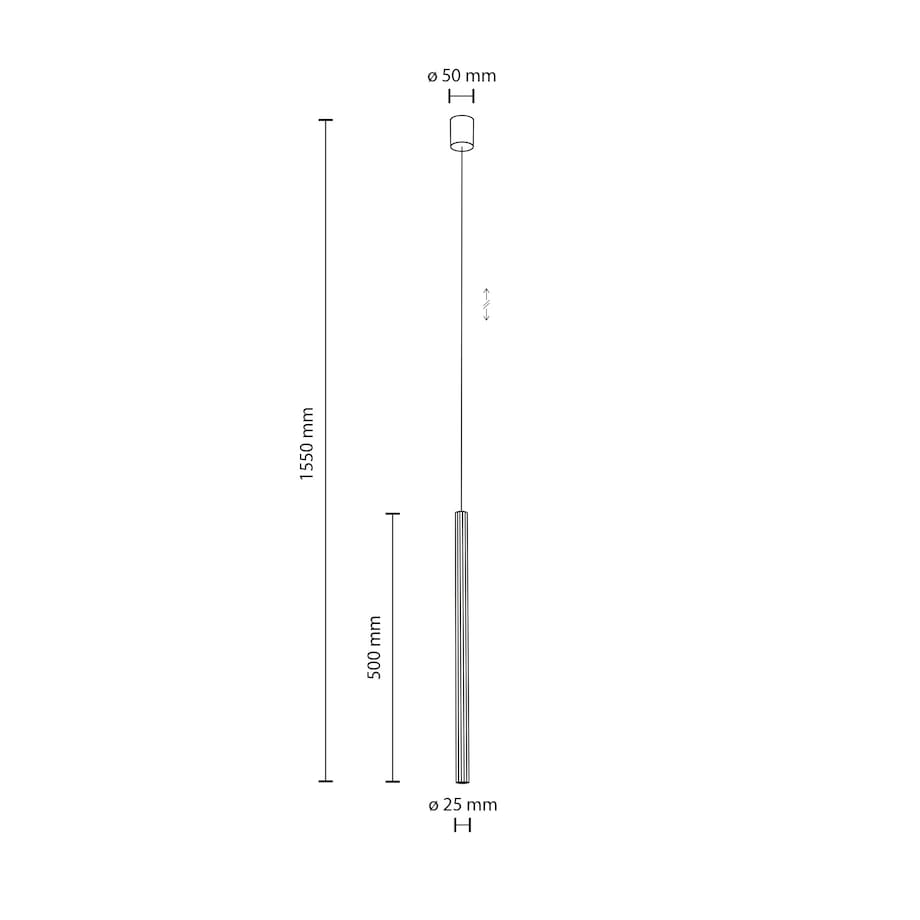 Lampa Wisząca Tk Lighting Ferro Sabia Beżowa Szampańska Ryflowana Metalowa Tuba Sopel Rurka 50Cm 1Xg9