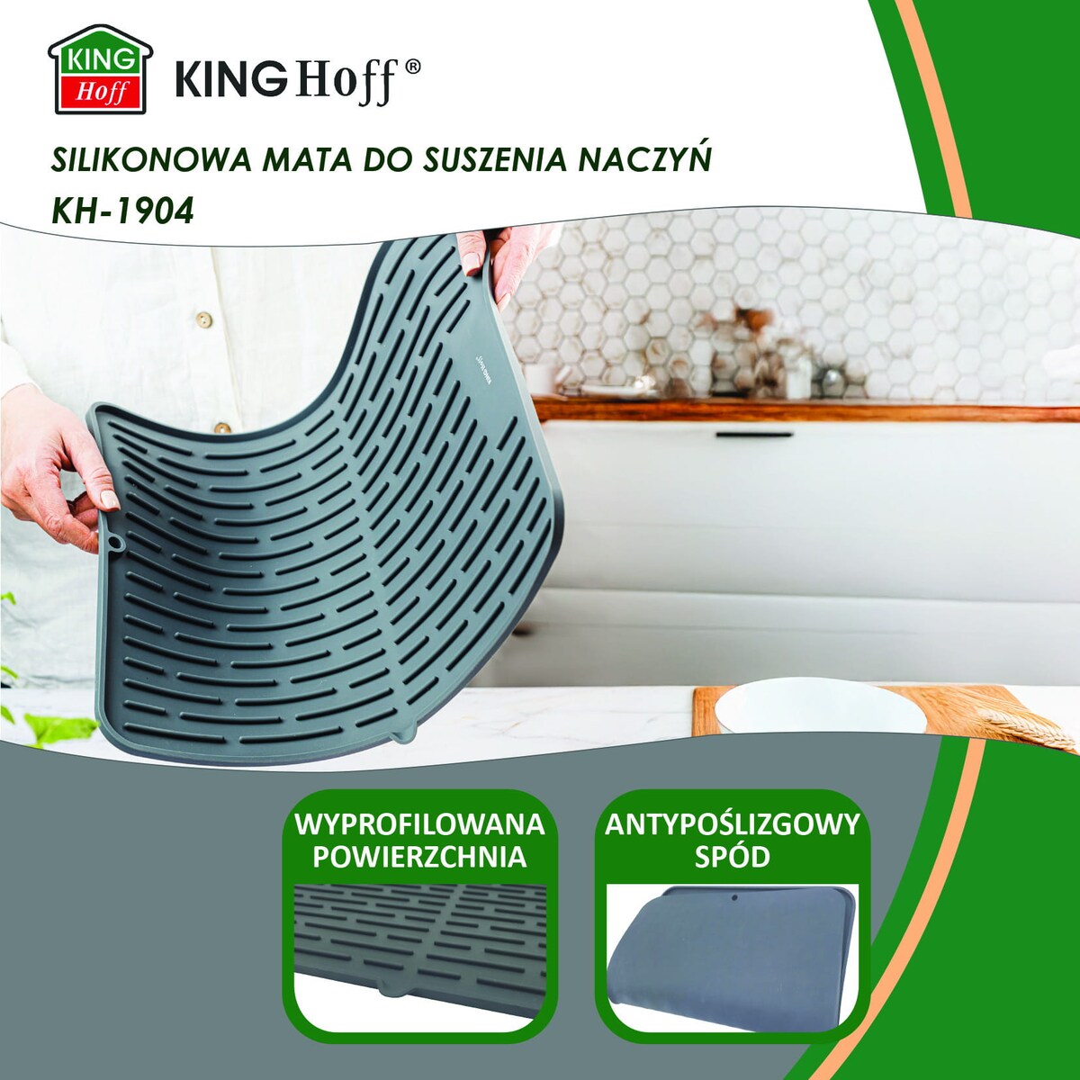 Mata do suszenia naczyń silikonowa 42x33cm szara KINGHOFF