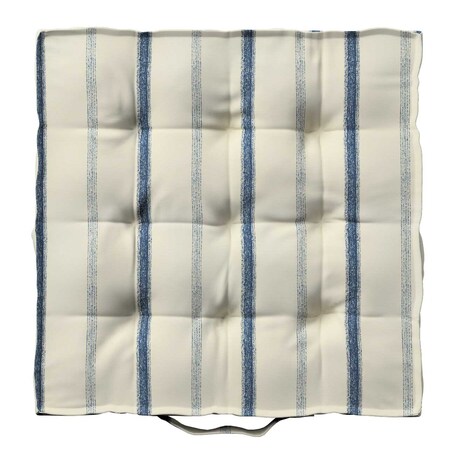 Poduszka na krzesło Kuba, niebieskie paski na tle ecru, 40 x 40 x 6 cm, Avinon
