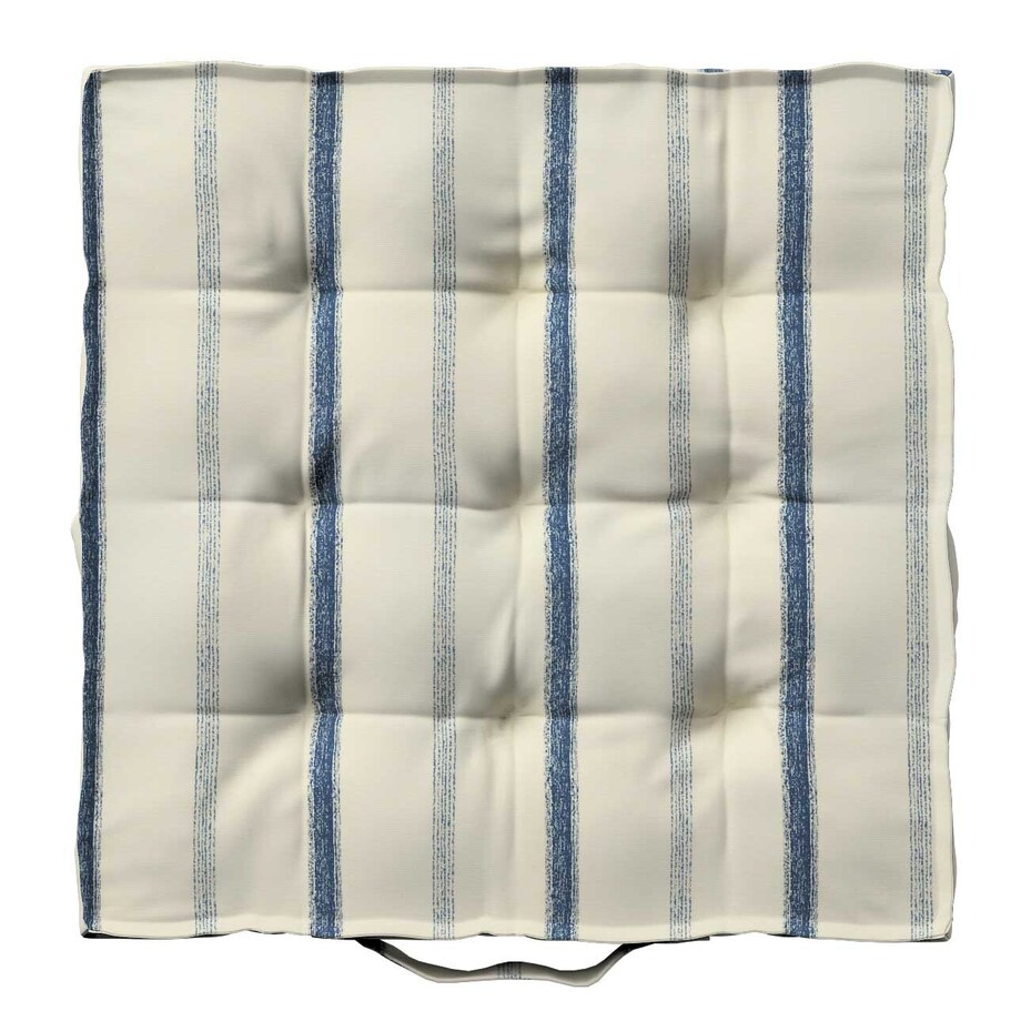 Poduszka na krzesło Kuba, niebieskie paski na tle ecru, 40 x 40 x 6 cm, Avinon