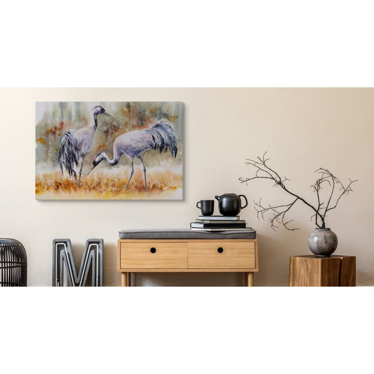 Obraz Na Płótnie Żurawie Malowane Akwarelą 70x50cm