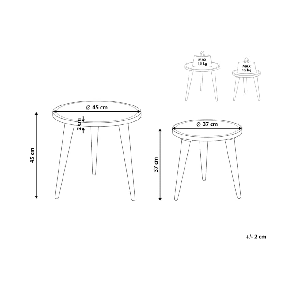 Zestaw 2 stolików pomocniczych z drewna mango jasny SAKITA