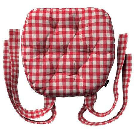 Poduszka na krzesło Marcin, czerwono-biała kratka (1,5x1,5cm), 40 x 37 x 8 cm, Christmas