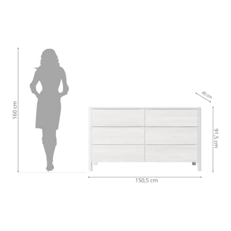 Drewniana komoda bukowa Visby MODENA LOW 150 / kolor biały