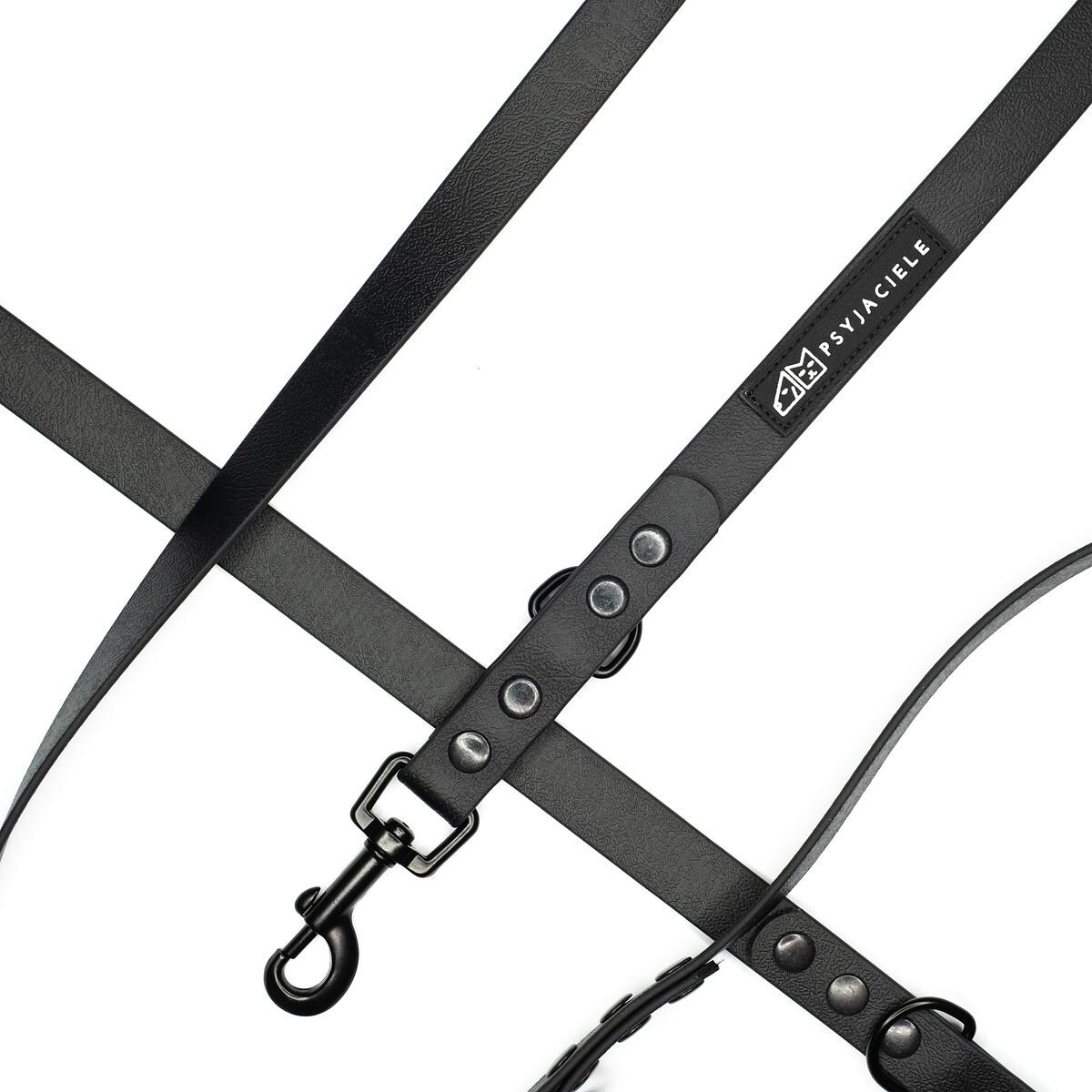 Smycz przepinana Biothane® dla psa lub kota "Black AF" - Rozmiar: M, Szerokość taśmy: 19mm