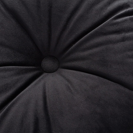 Poduszka okrągła z guzikiem, głęboka czerń, ⌀37 cm, Velvet