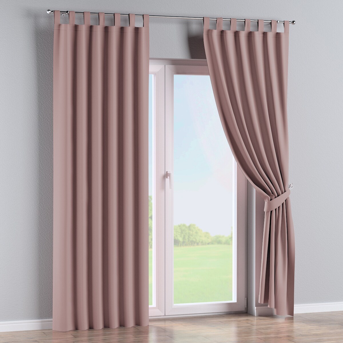 Zasłona na szelkach 1 szt. 130x245 pudrowy róż