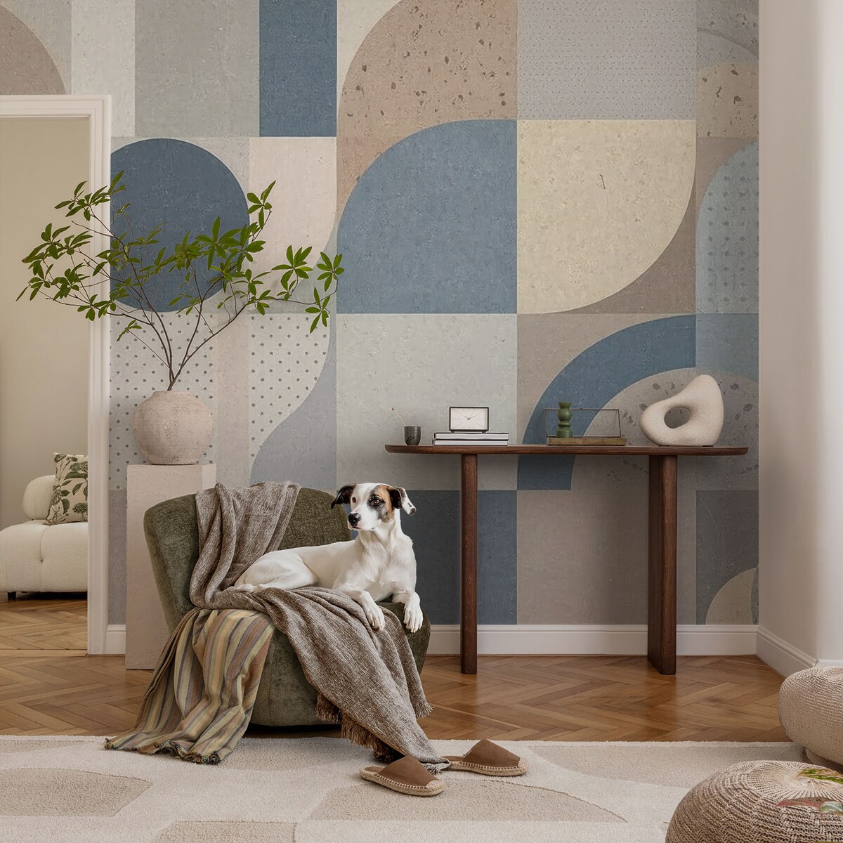 Fototapeta samoprzylepna 250x250 cm - Geometryczna mozaika, tapeta ścienna szara