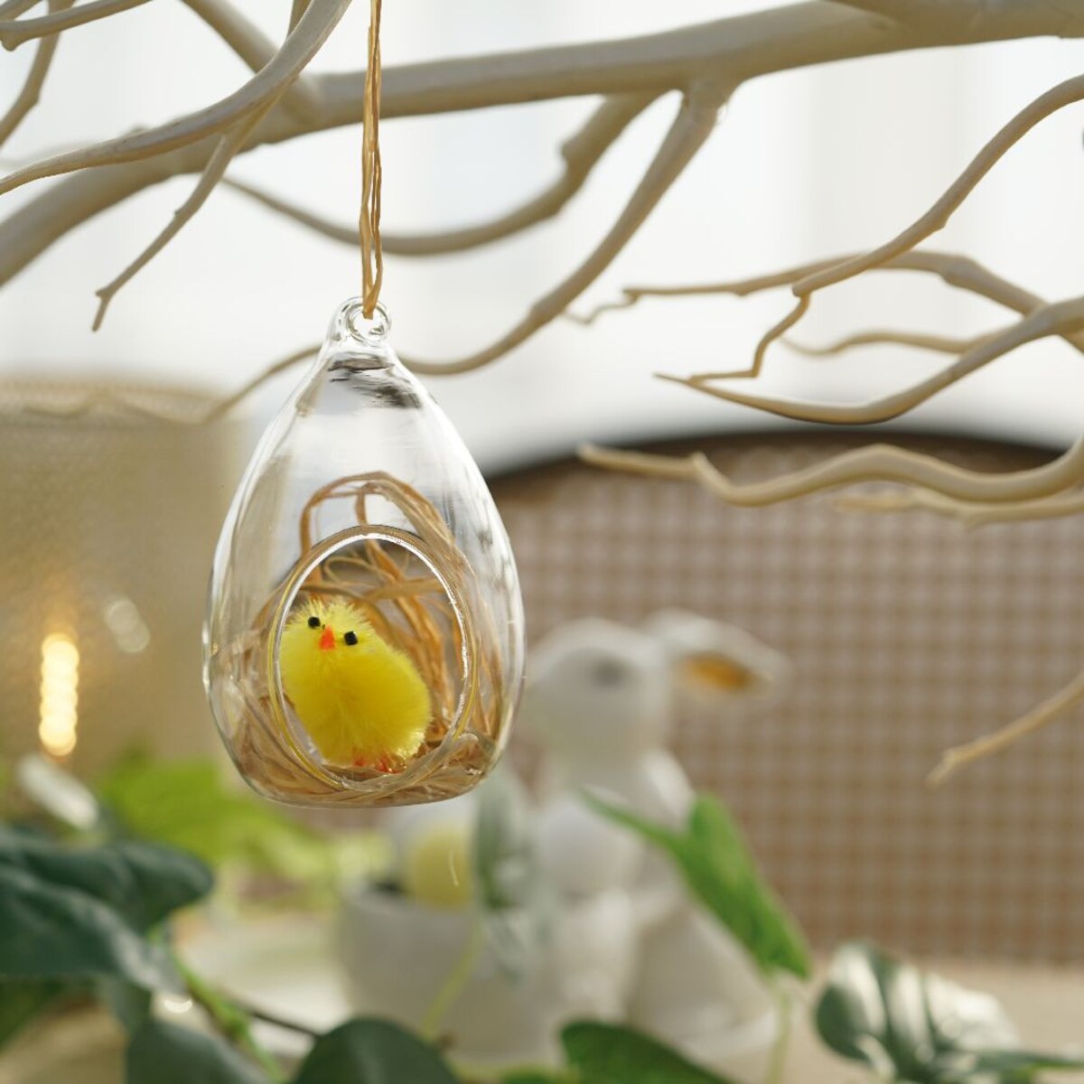 VILLA ITALIA Ozdoba wielkanocna szklana zawieszka z kurczątkiem 9 cm