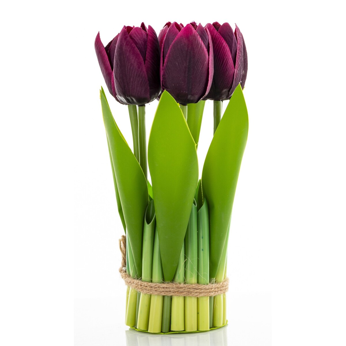 Dekoracja - bukiet sztucznych kwiatów 20x10x10 cm TULIPANY fioletowe