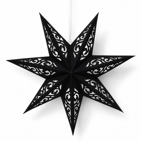 GWIAZDA PAPIEROWA ŚWIĄTECZNA AŻUROWA welurowa czarna 35 cm WITRAŻ 3D WG15