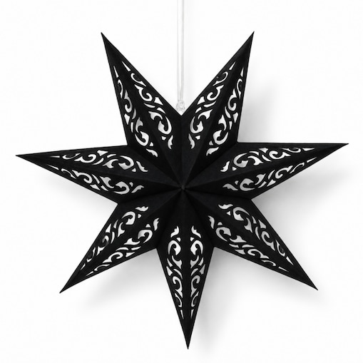 GWIAZDA PAPIEROWA ŚWIĄTECZNA AŻUROWA welurowa czarna 35 cm WITRAŻ 3D WG15