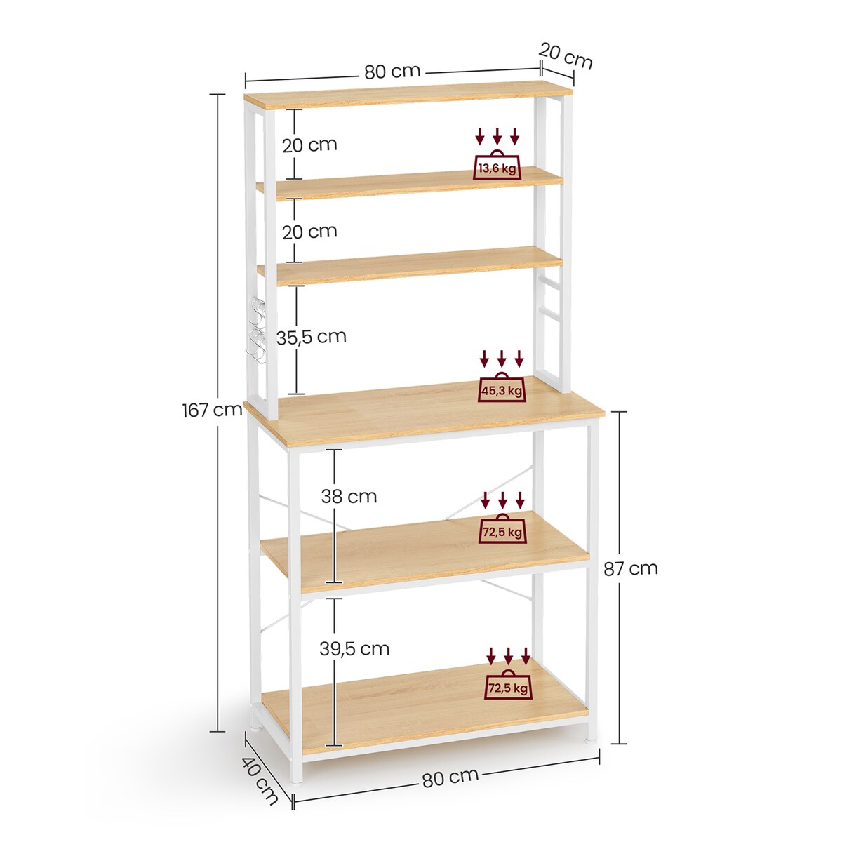 Szafka Kuchenna Wyspa z Półkami Nowoczesny Regał - Dąb