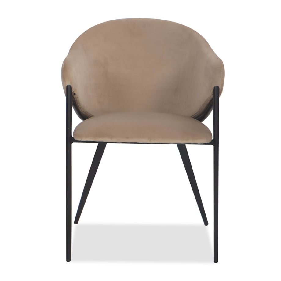 Krzesło tapicerowane do salonu welurowe GLAMOUR beżowe