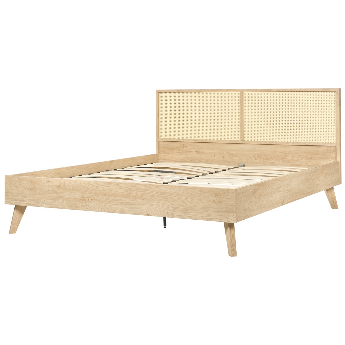 Łóżko Rattan MONPAZIER 160 x 200 cm Jasnobrązowy