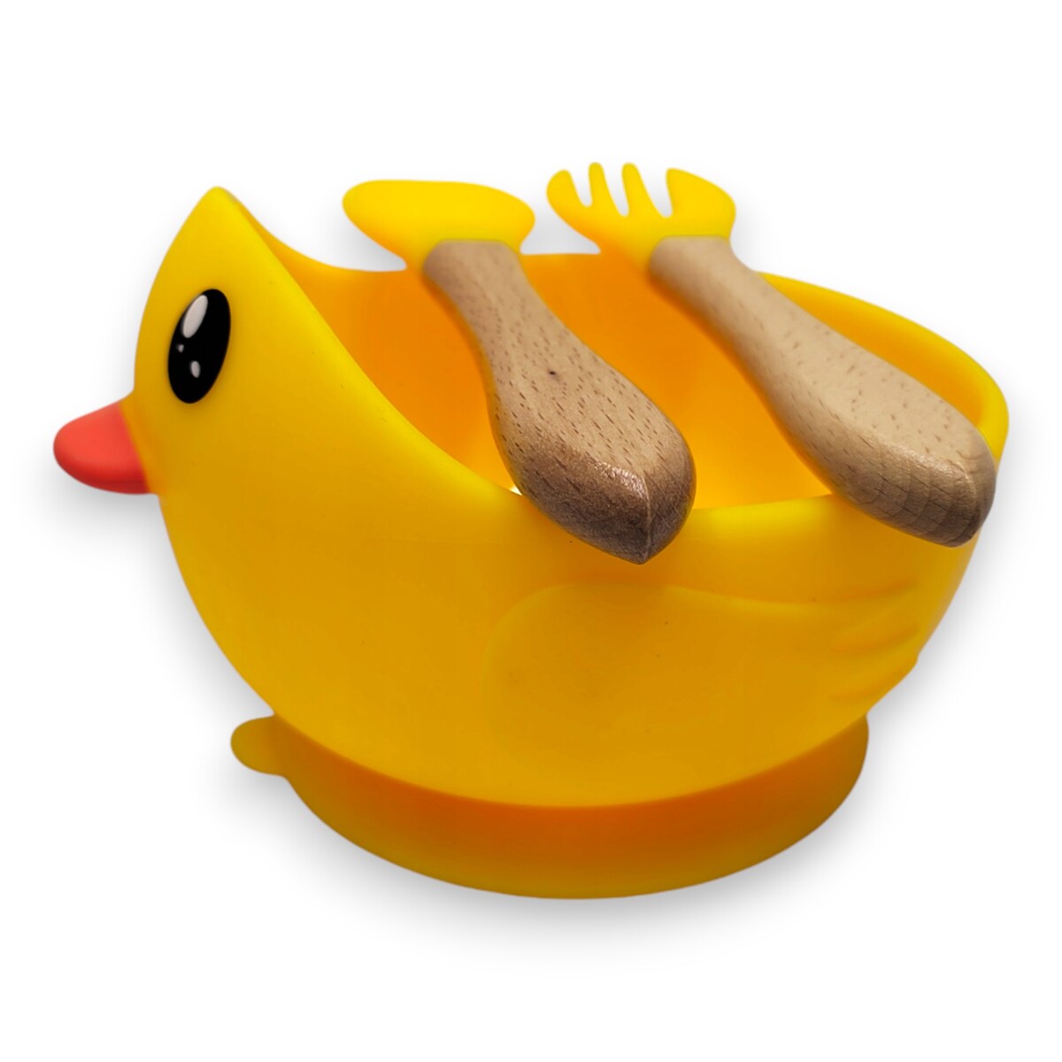 Miseczka z przyssawką silikonowa dla dziecka na przekąski łyżka widelec BLW