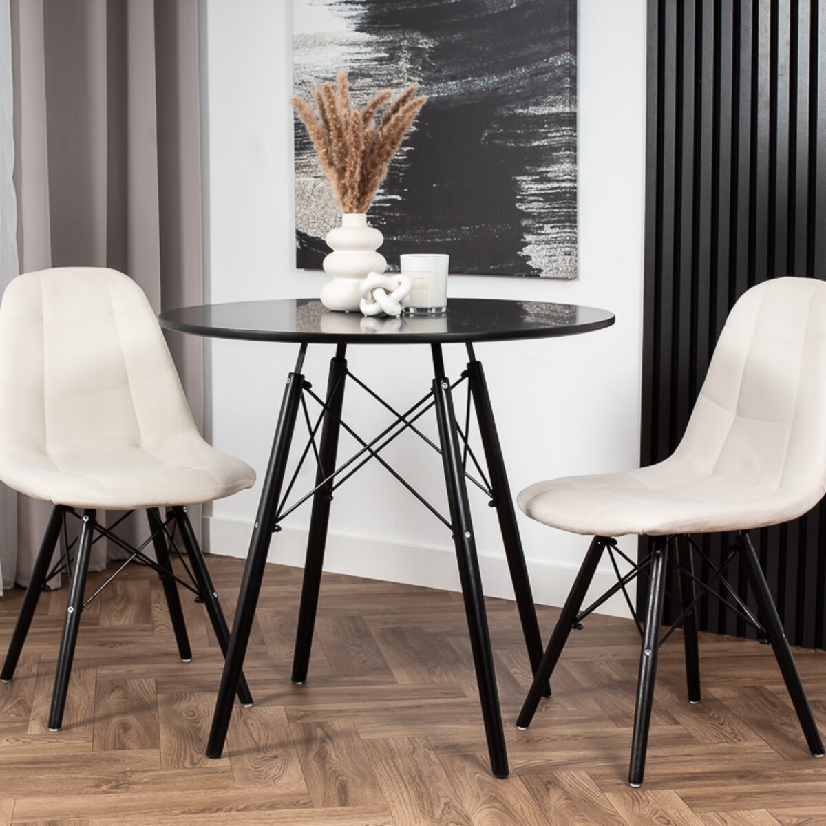 Stół 80 cm okrągły skandynawski nowoczesny do salonu jadalni czarny