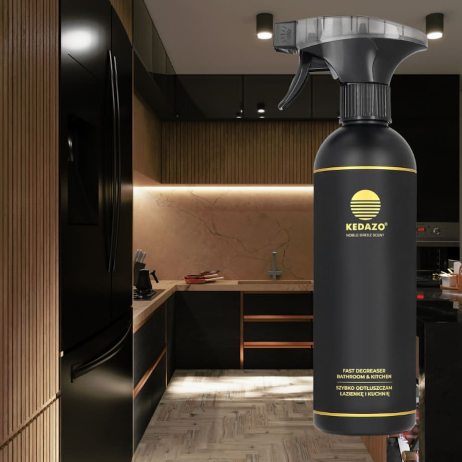 Płyn do odtłuszczania kuchni i łazienki -KEDAZO Fast Degreaser — szybki, skuteczny odtłuszczacz do kuchni i łazienki.