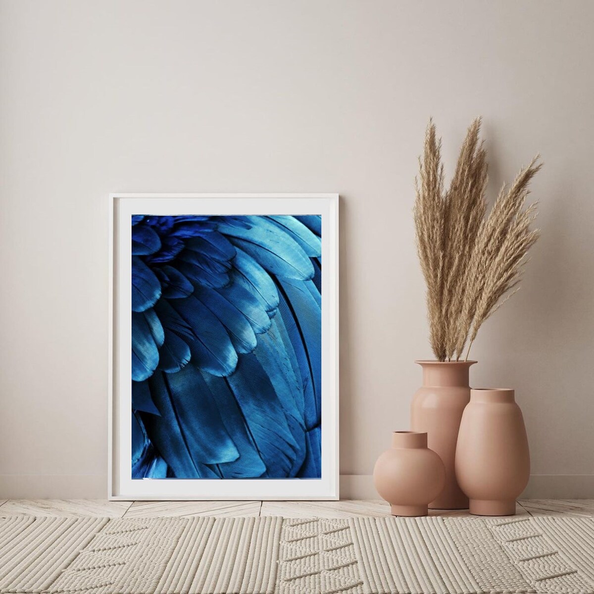 Poster Story, Plakat, Obraz - Niebieskie Pióra, wymiary 60 x 84 cm