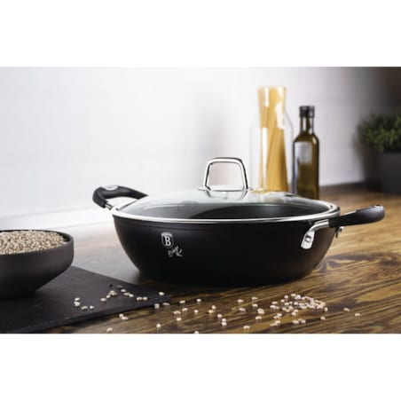 Garnek płytki 3,8L z pokrywką 28cm czarny Berlinger Haus BH-6125