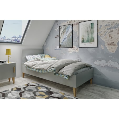 Łóżko kubi szare bez szuflady bez materaca 180/80