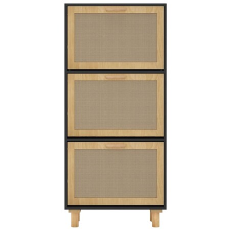 vidaXL Szafka na buty, czarna, 52x25x115 cm, materiał drewnopochodny