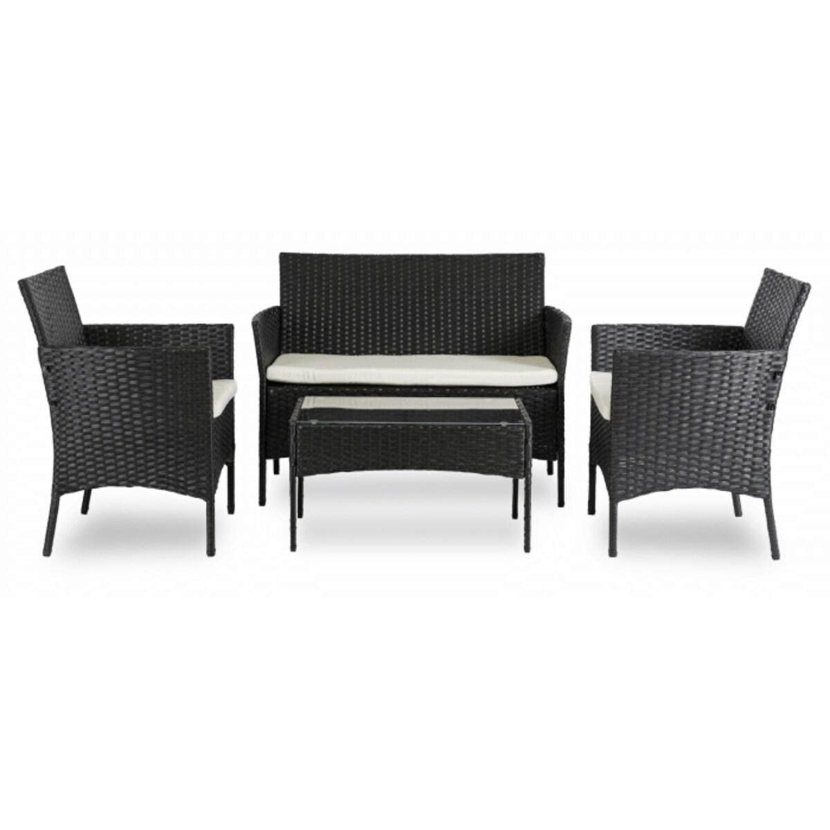 Zestaw Mebli Ogrodowych Technorattan Taras Ogród Komplet Czarne MISSISIPI