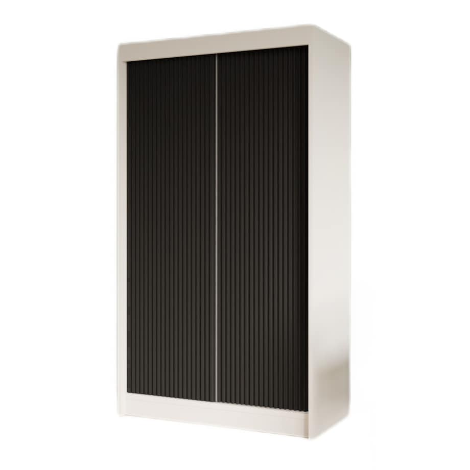 Szafa ryflowana, przesuwna 120-korpus biały+front czarny