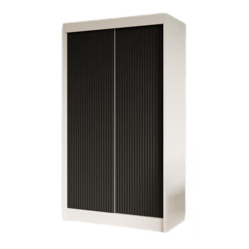 Szafa ryflowana, przesuwna 120-korpus biały+front czarny