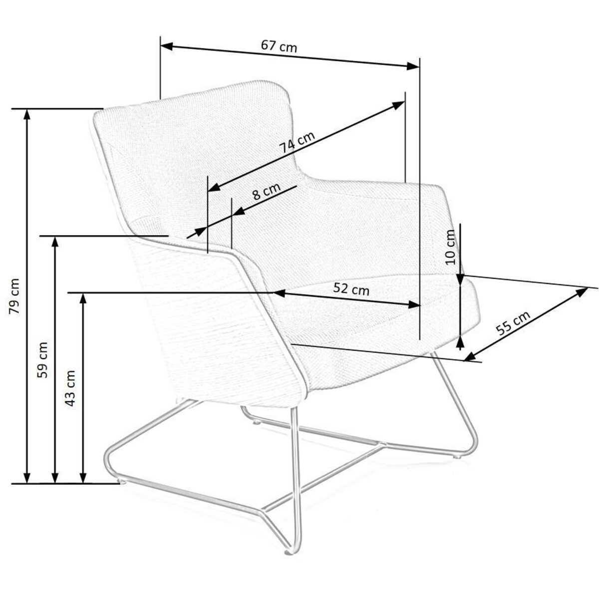 FOTEL TAPICEROWANY Calderon szary OKLEINA DĄB czarne płozy