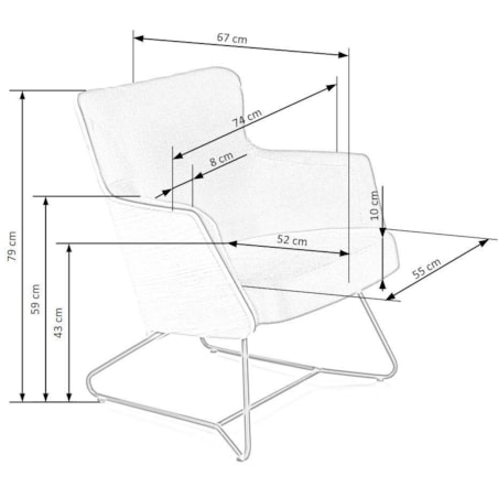 FOTEL TAPICEROWANY Calderon szary OKLEINA DĄB czarne płozy