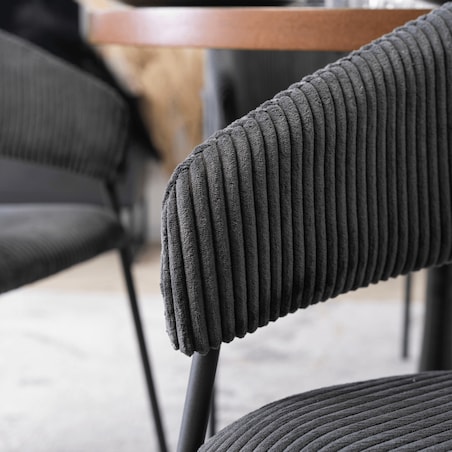 Krzesło Tapicerowane TINKA Czarne Sztruksowe Nowoczesne Loft