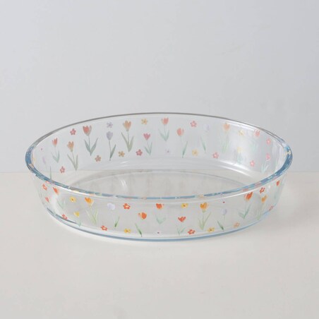 Naczynia żaroodporne ze szkła BLÜMI, wzór w kwiatki, 2 sztuki