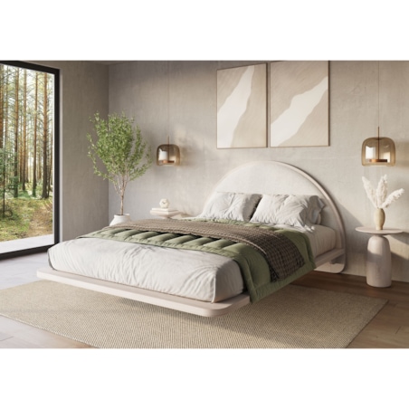 Łóżko lewitujące drewniane bukowe Visby MOMOKO / 180x200 cm, kolor biały