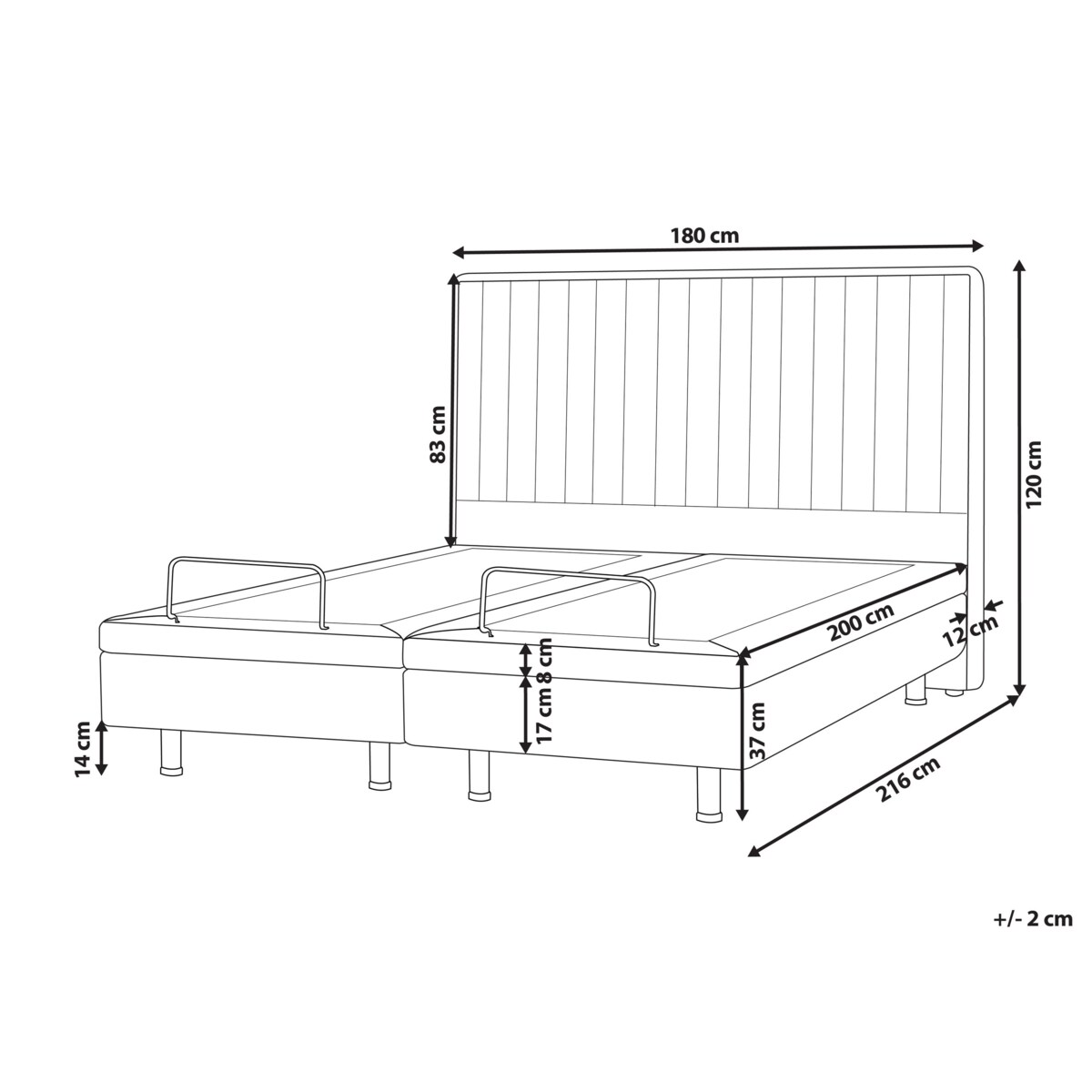 Łóżko regulowane Boucle DUKE II 180 x 200 cm Złamana biel