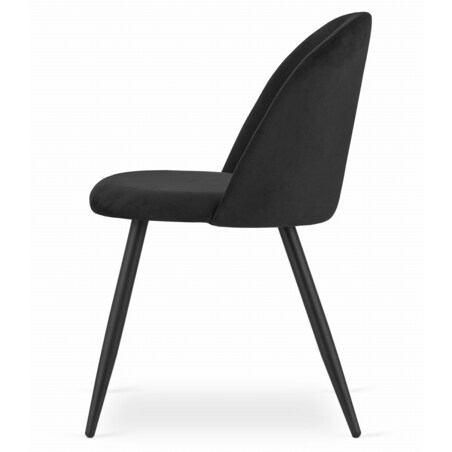 Krzesło Do Jadalni Kuchni Salonu Bello - Aksamit Czarne / Nogi Czarne X 2