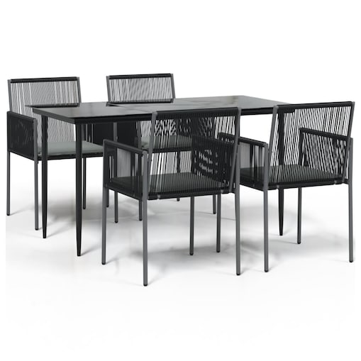 vidaXL 5-cz. zestaw mebli ogrodowych z poduszkami, czarny