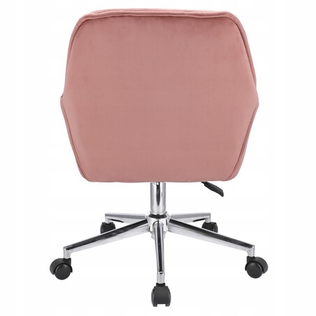 Fotel welurowy obrotowy LARGO różowy na srebrnej stopie