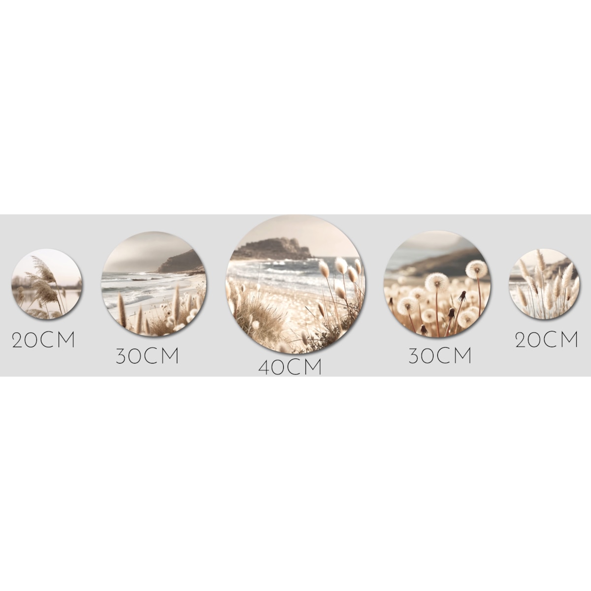 Okrągłe Obrazy na ścianę Beżowy Zestaw do salonu sypialni pokoju Trawy